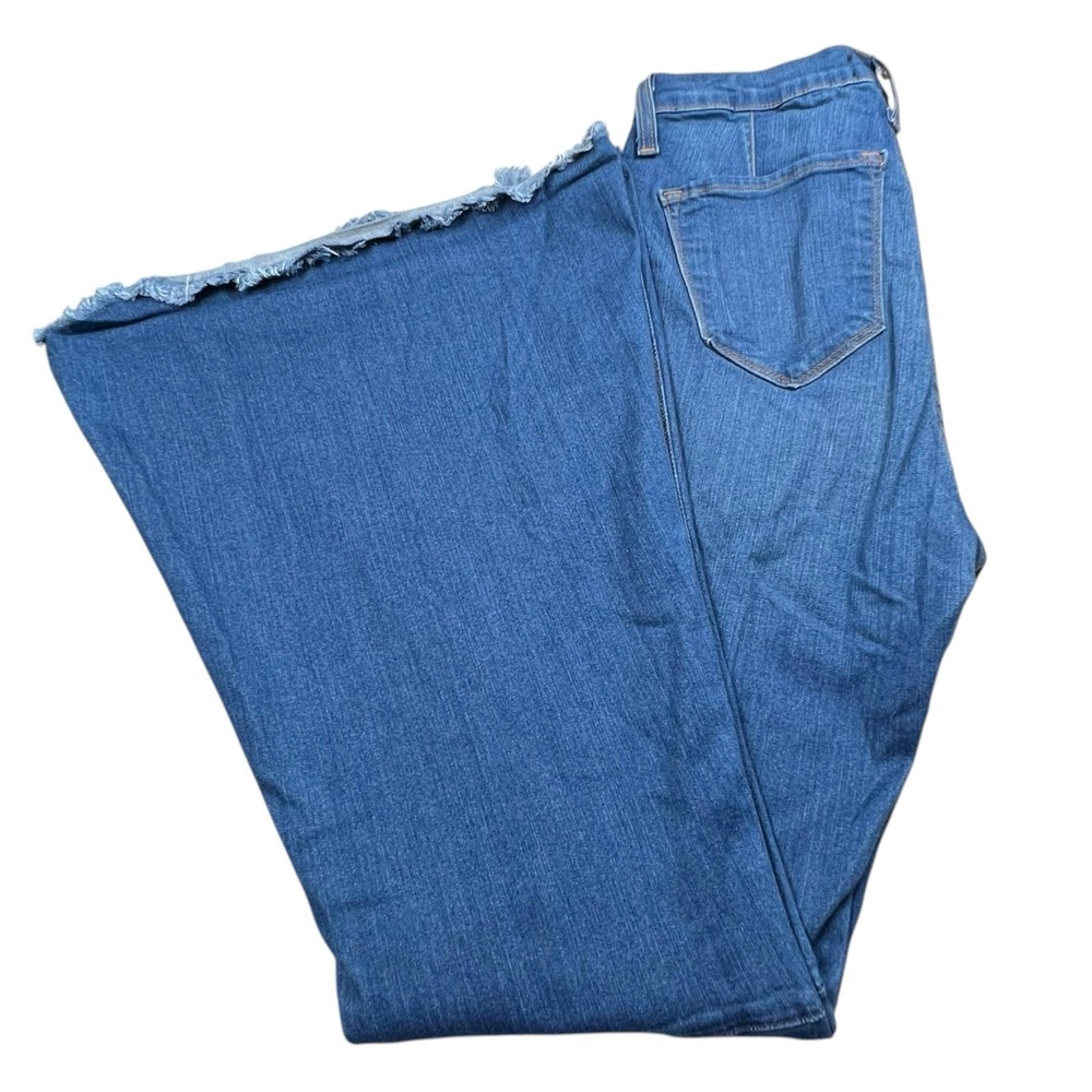 Judy Blue Womens 11/30 Flare Leg Fringe Hem Medium Wash Mid Rise Stretch Jeans